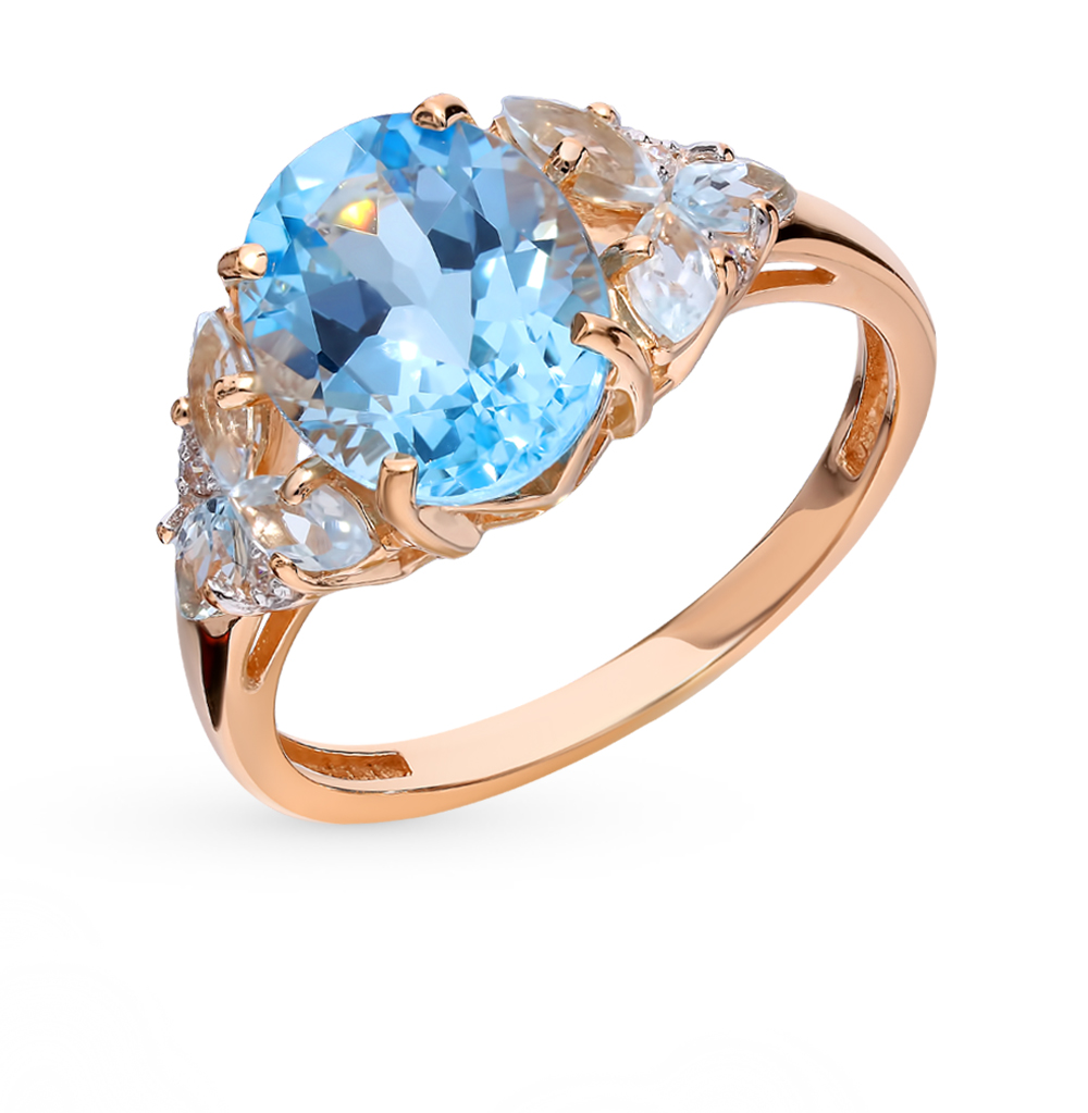 Золотые кольца с голубыми камнями