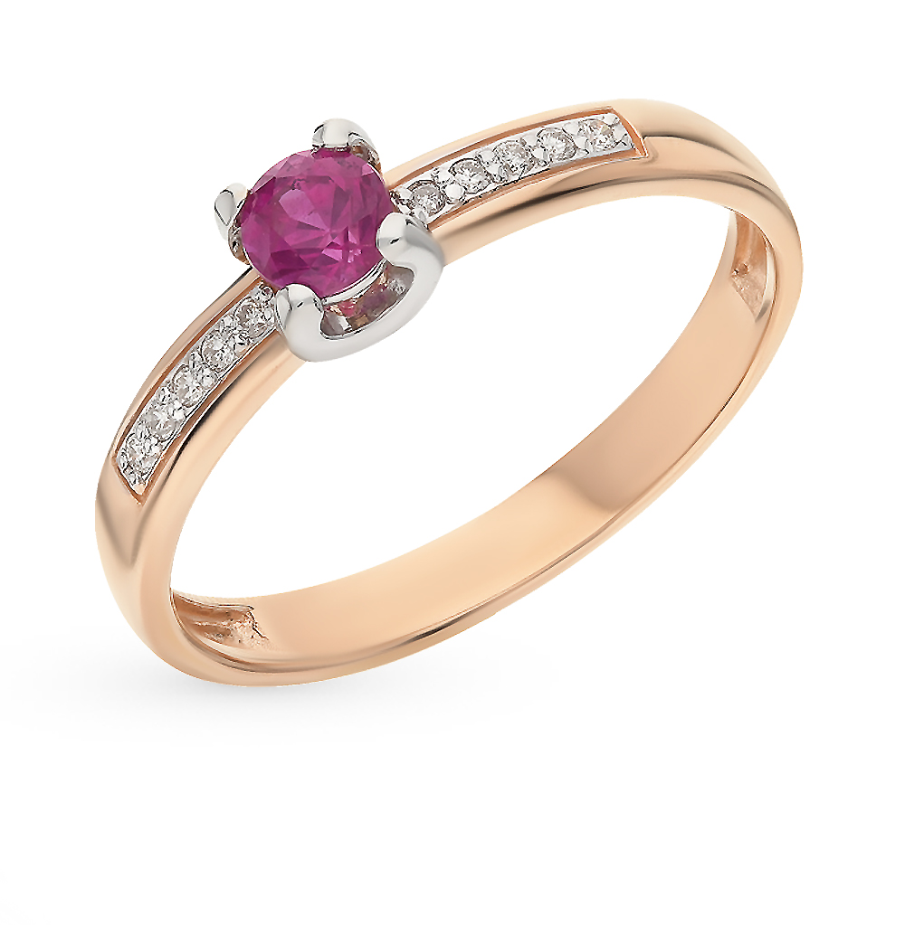 Золотое кольцо с рубинами и бриллиантами в Краснодаре