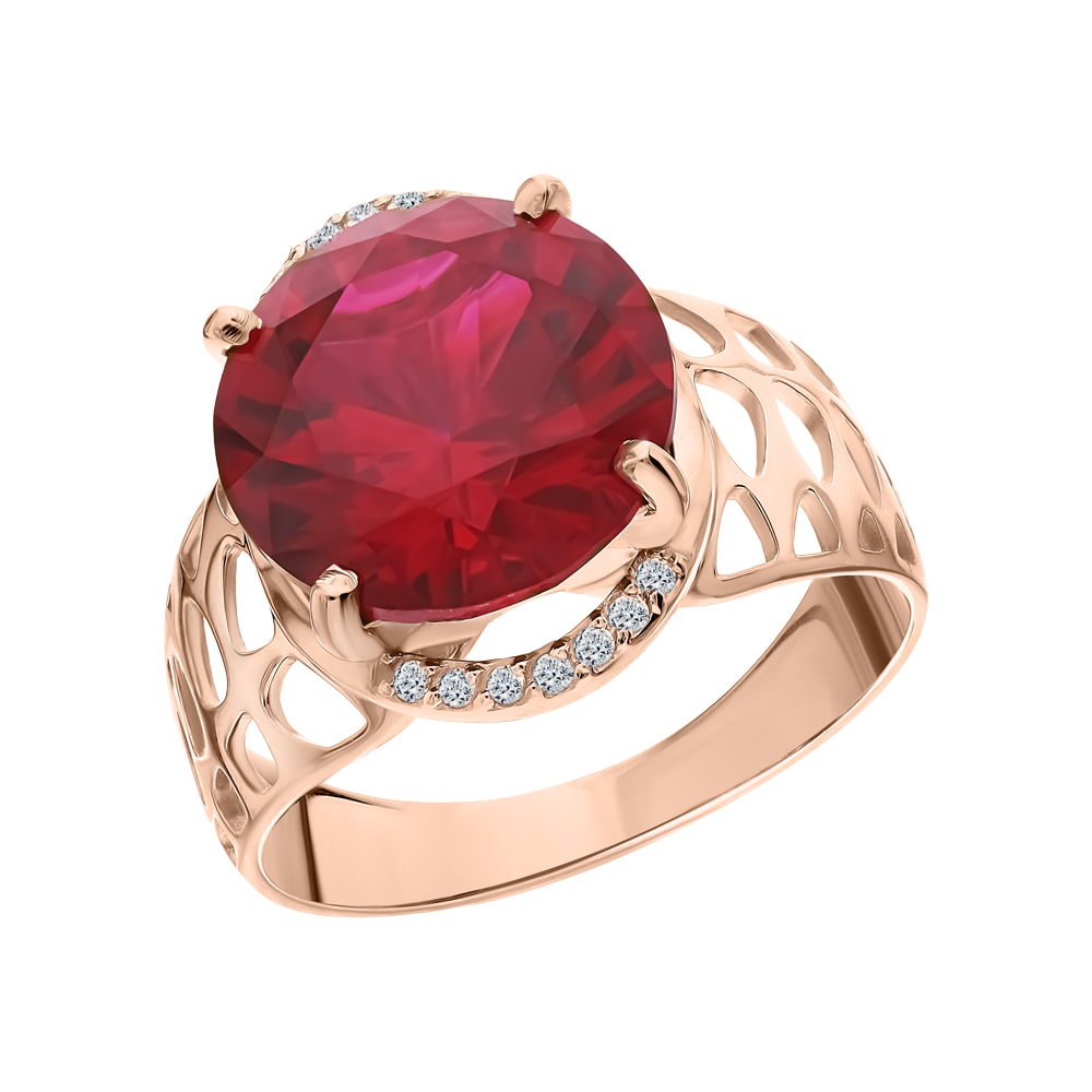 Золотое кольцо с фианитами и рубинами в Самаре