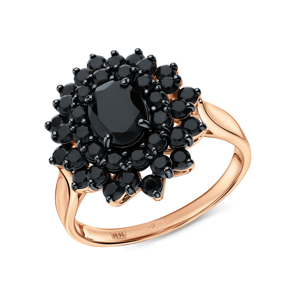 Фото «Золотое кольцо с шпинелями природными и сапфирами природными»