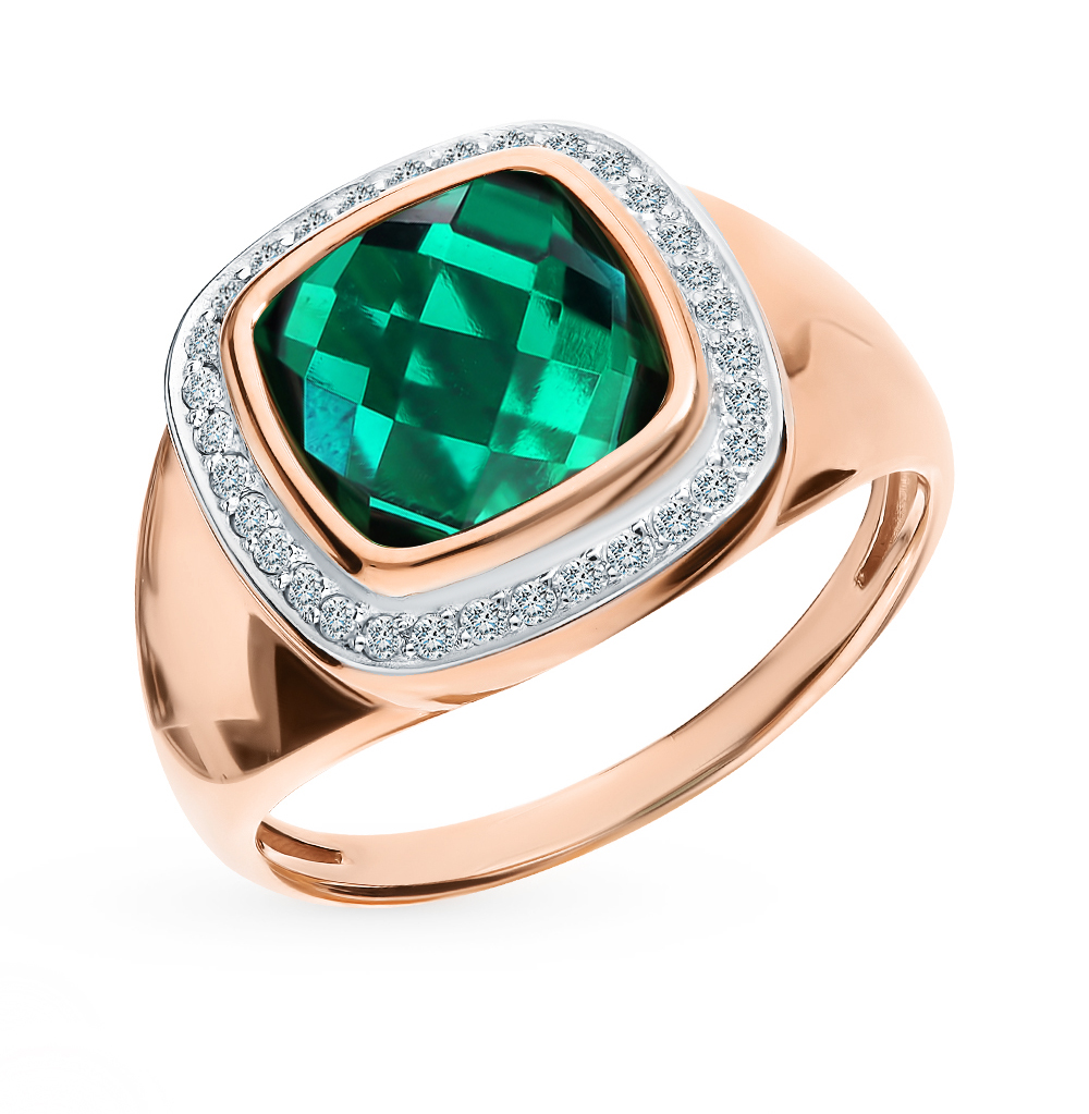 Фото «Золотое кольцо с бриллиантами и изумрудом»
