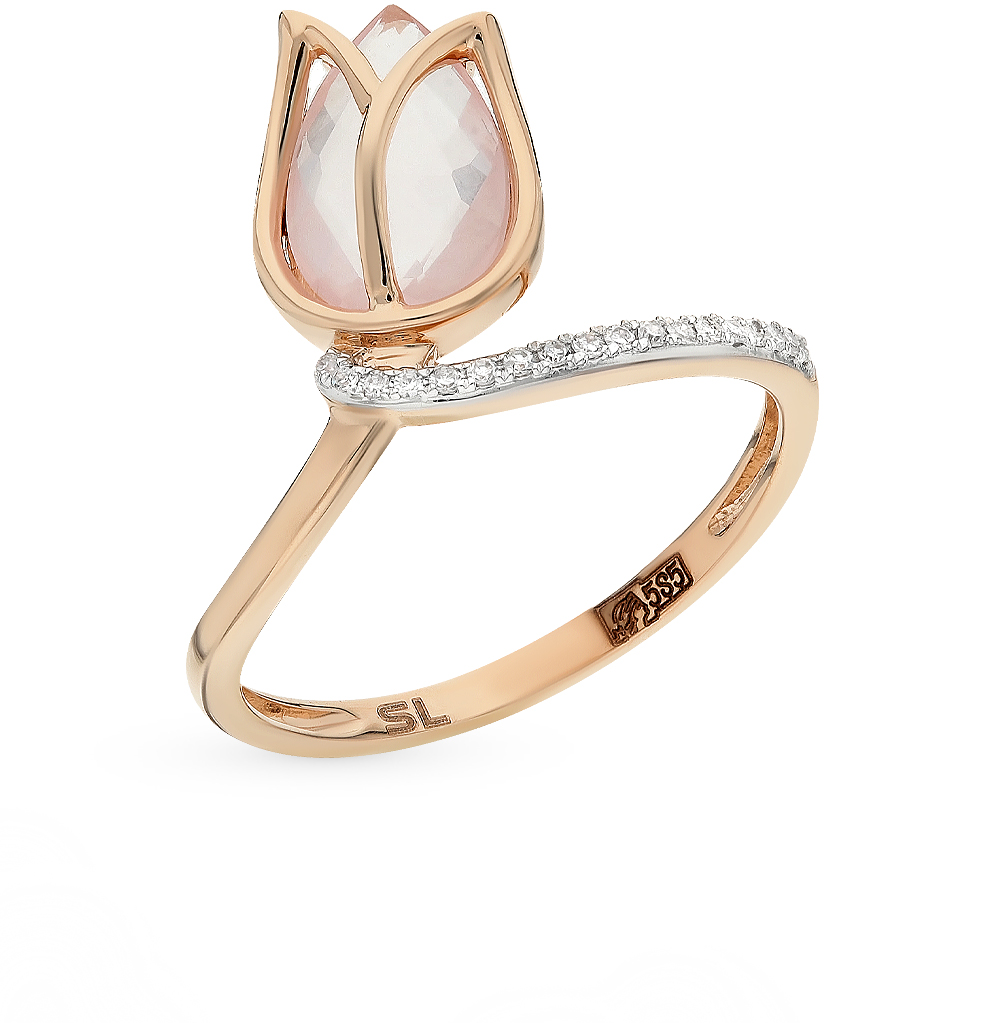 Золотое кольцо с кварцем и бриллиантами в Санкт-Петербурге