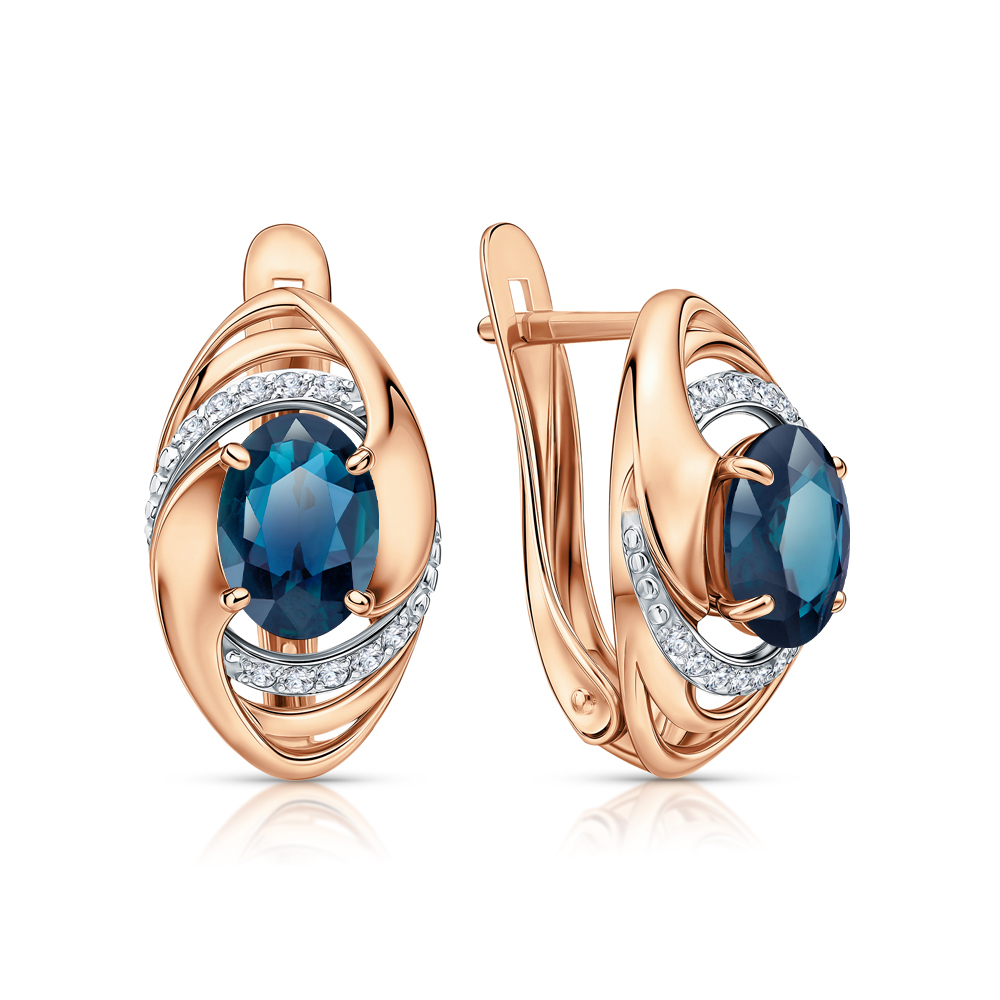 Золотые серьги с бриллиантами природными и топазами природными в Нижнем Новгороде