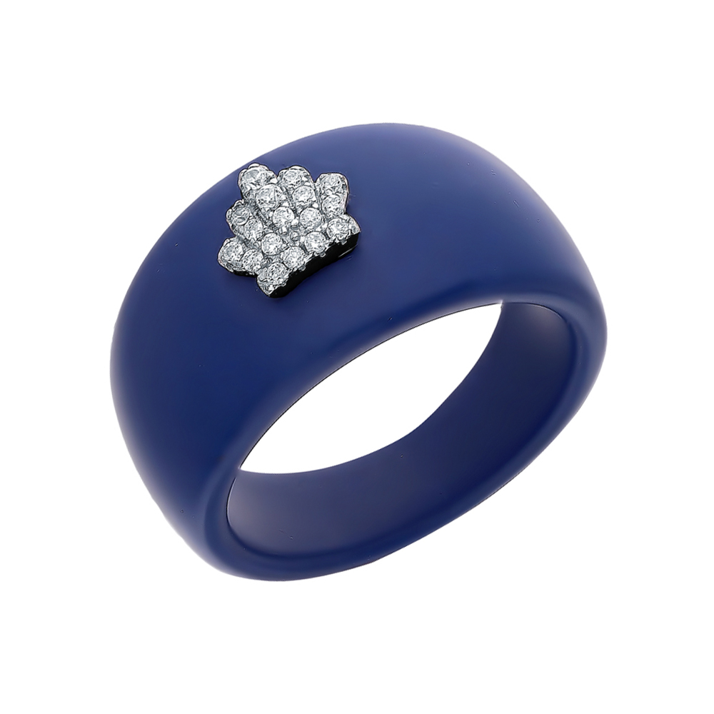 Керамическое кольцо с фианитами и серебряной вставкой в Екатеринбурге