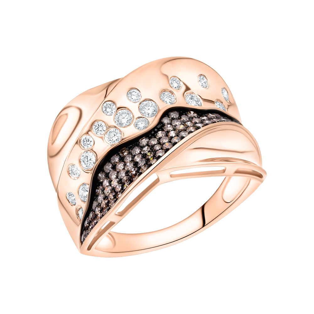 Золотое кольцо с коньячными бриллиантами и бриллиантами в Нижнем Новгороде