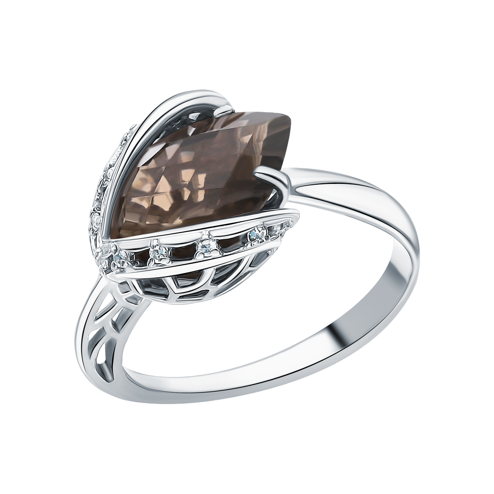 Серебряное кольцо с фианитами и раухтопазами в Екатеринбурге