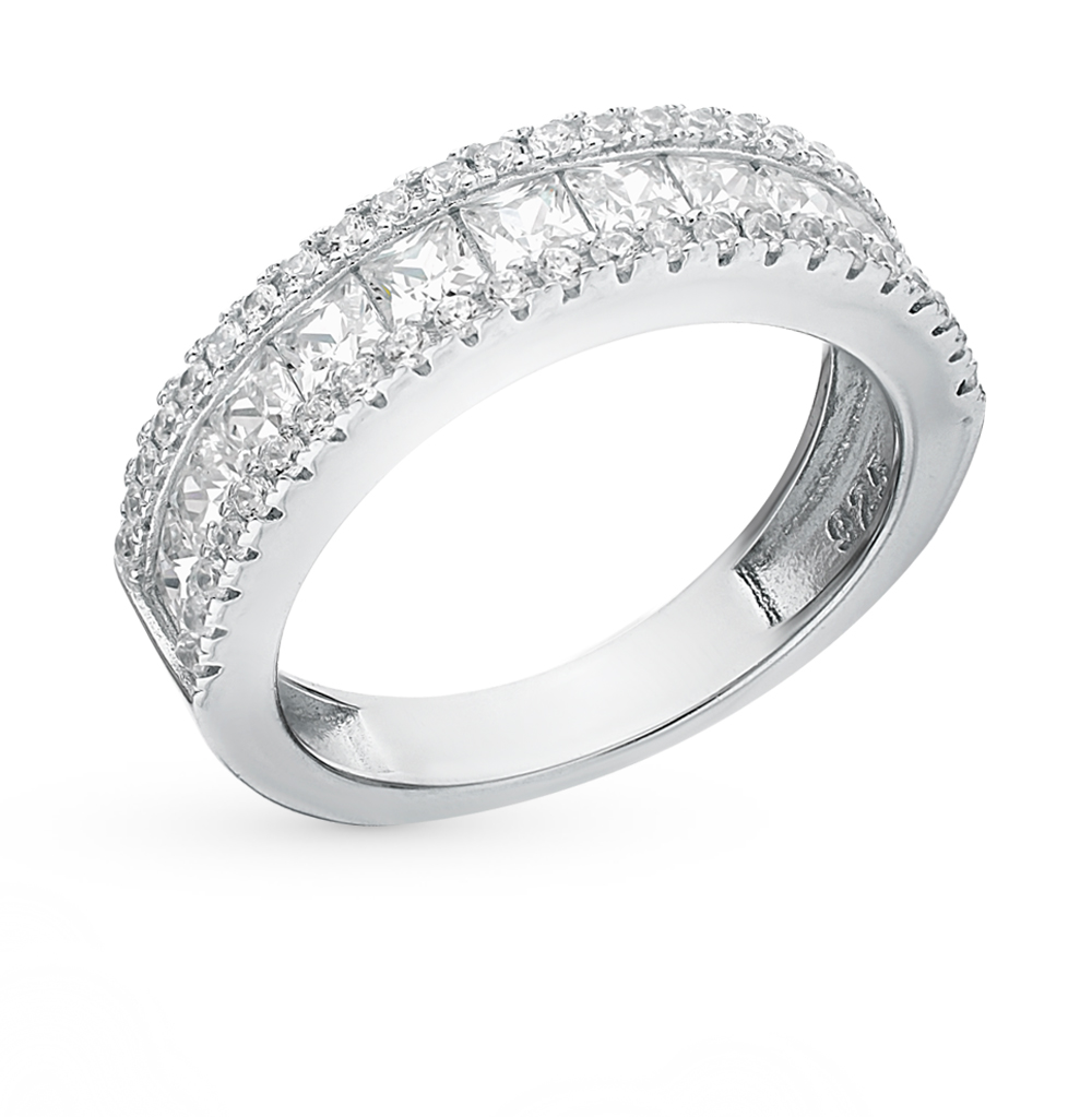 Серебряное кольцо с бриллиантом женское
