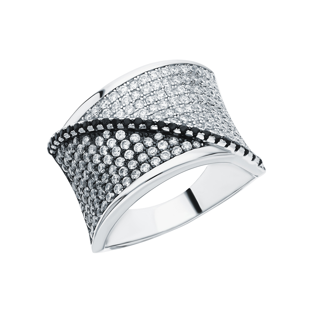 Серебряное кольцо с фианитами и ювелирными кристаллами в Новосибирске