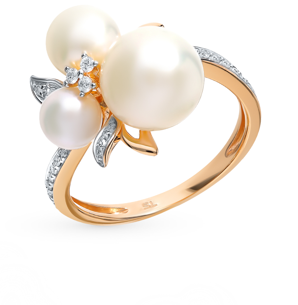 Золотое кольцо с жемчугом и бриллиантами в Санкт-Петербурге