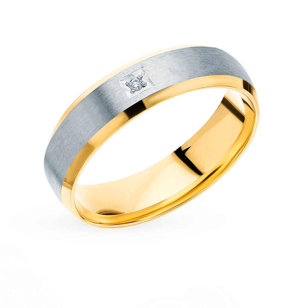 Золотое обручальное кольцо с бриллиантами в Ростовe-на-Дону