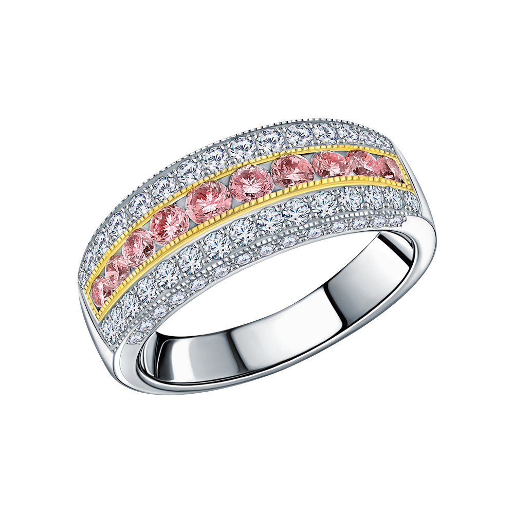 Фото «Платиновое кольцо с золотой вставкой и бриллиантами»