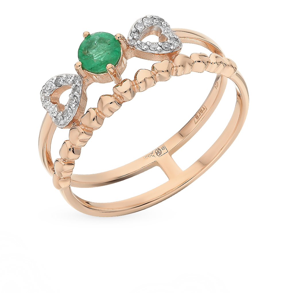 Золотое кольцо с изумрудом и бриллиантами в Санкт-Петербурге