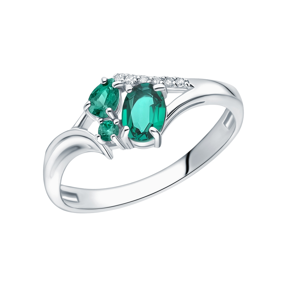 Фото «Серебряное кольцо с изумрудами и бриллиантами»