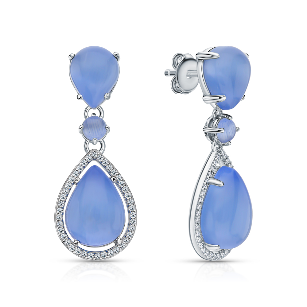 Серебряные серьги с фианитами и алпанитом в Краснодаре