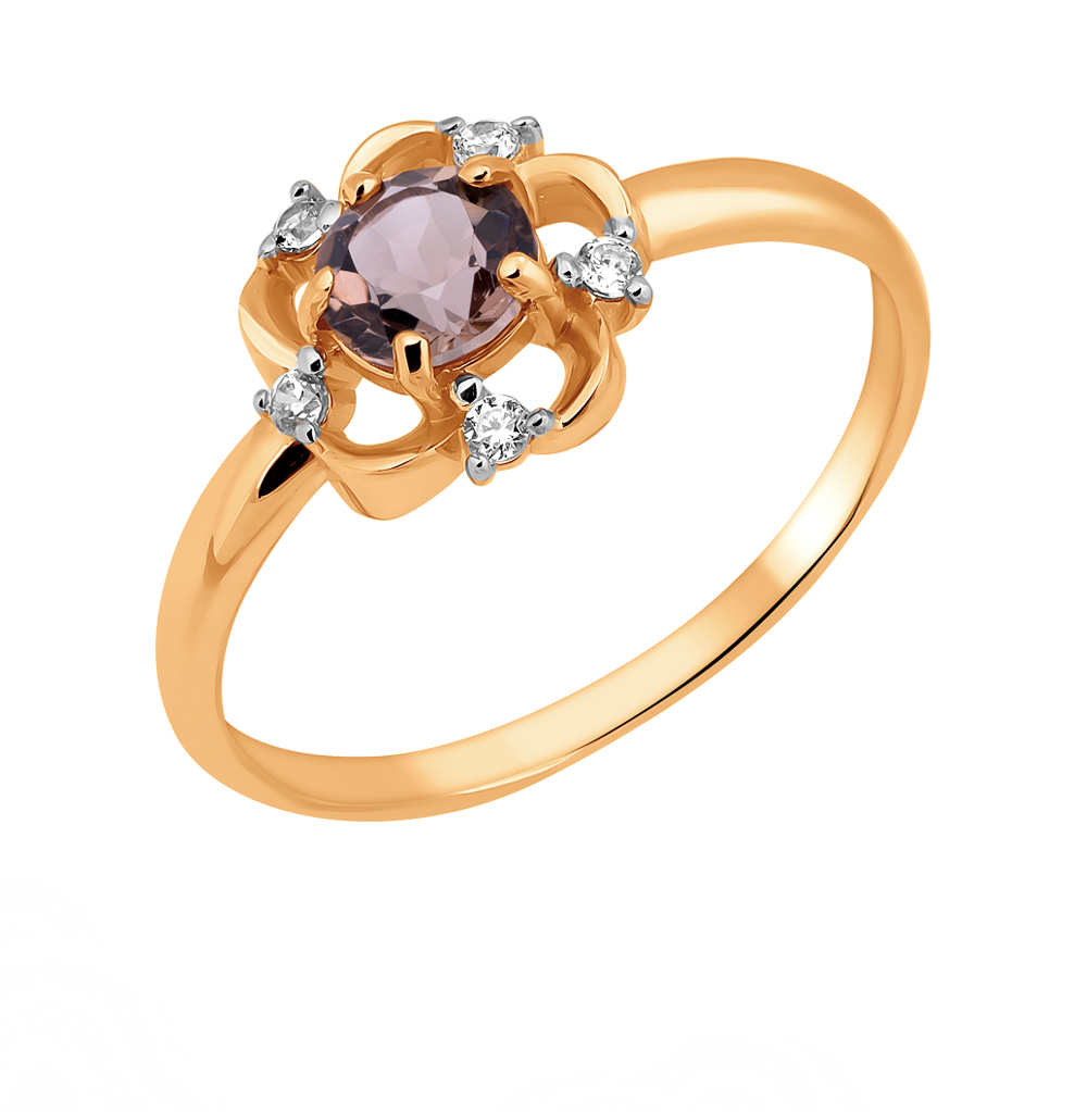 Золотое кольцо с фианитами и раухтопазами в Самаре