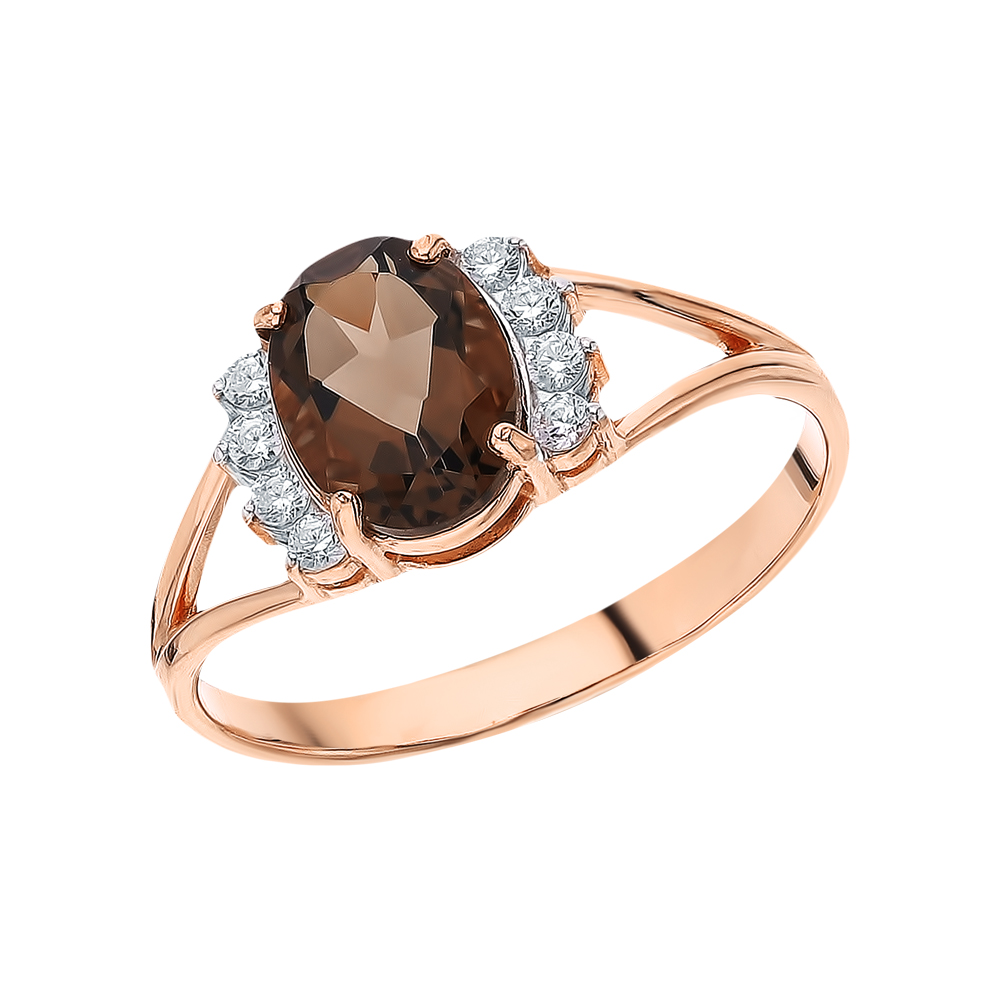 Серебряное кольцо с кубическим цирконием, кварцем и кварцами дымчатыми в Самаре