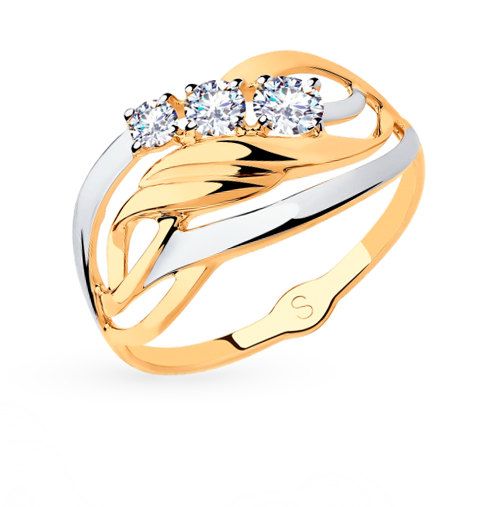 Фото «Золотое кольцо с фианитами SOKOLOV 018183»