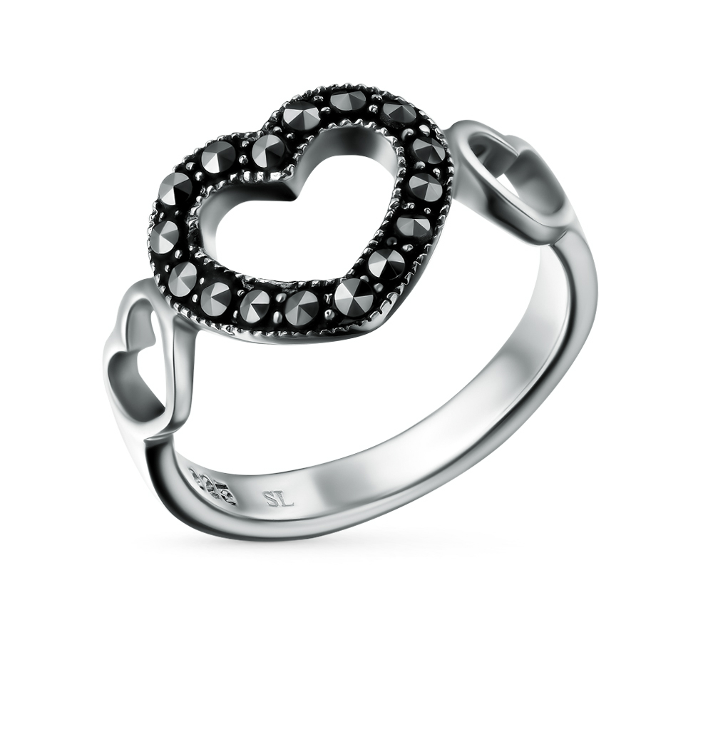 Серебряное кольцо с марказитами в Новосибирске