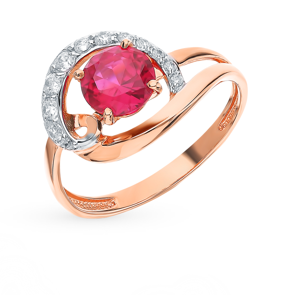 Золотое кольцо с фианитами и рубинами в Самаре