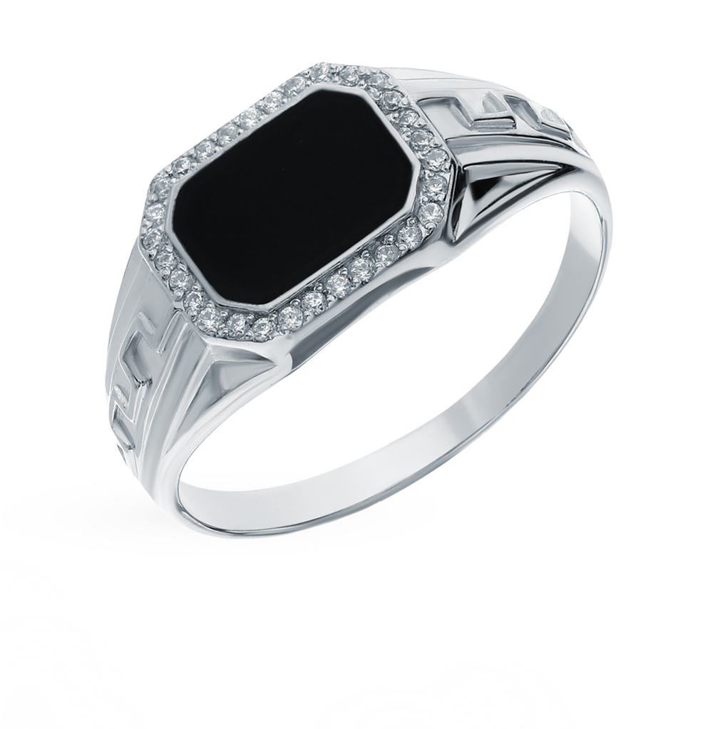 Фото «Серебряное кольцо с эмалью и фианитами»
