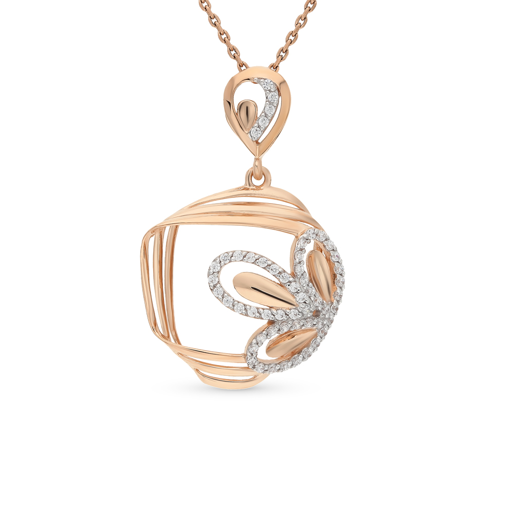 Золотая подвеска с фианитами