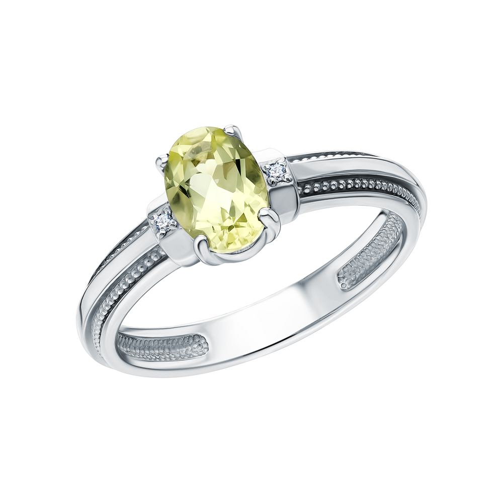 Фото «Серебряное кольцо с кварцем и бриллиантами»