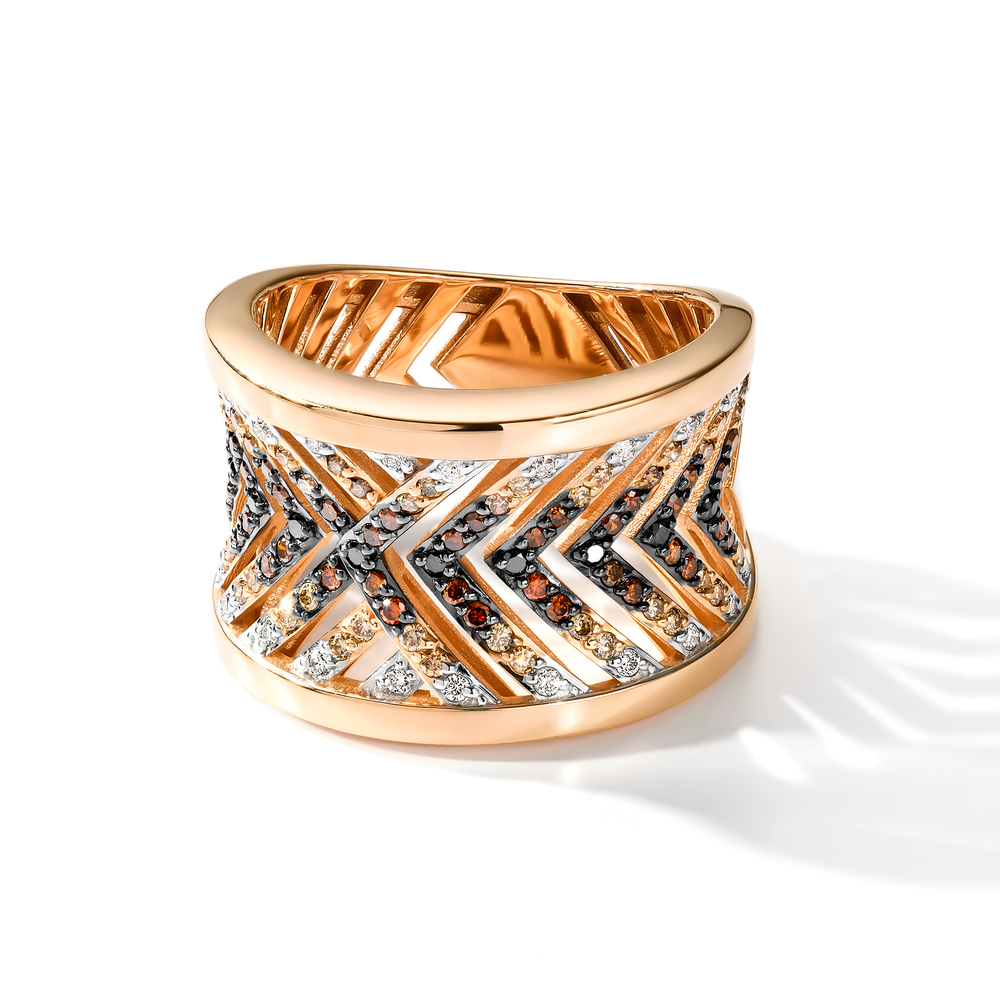 Фото «Золотое кольцо с бриллиантами, бриллиантами, бриллиантами и бриллиантами чёрными природными»