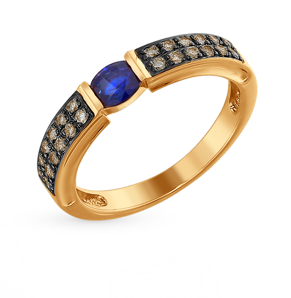 Фото «Золотое кольцо с сапфирами и бриллиантами SOKOLOV 2010919»
