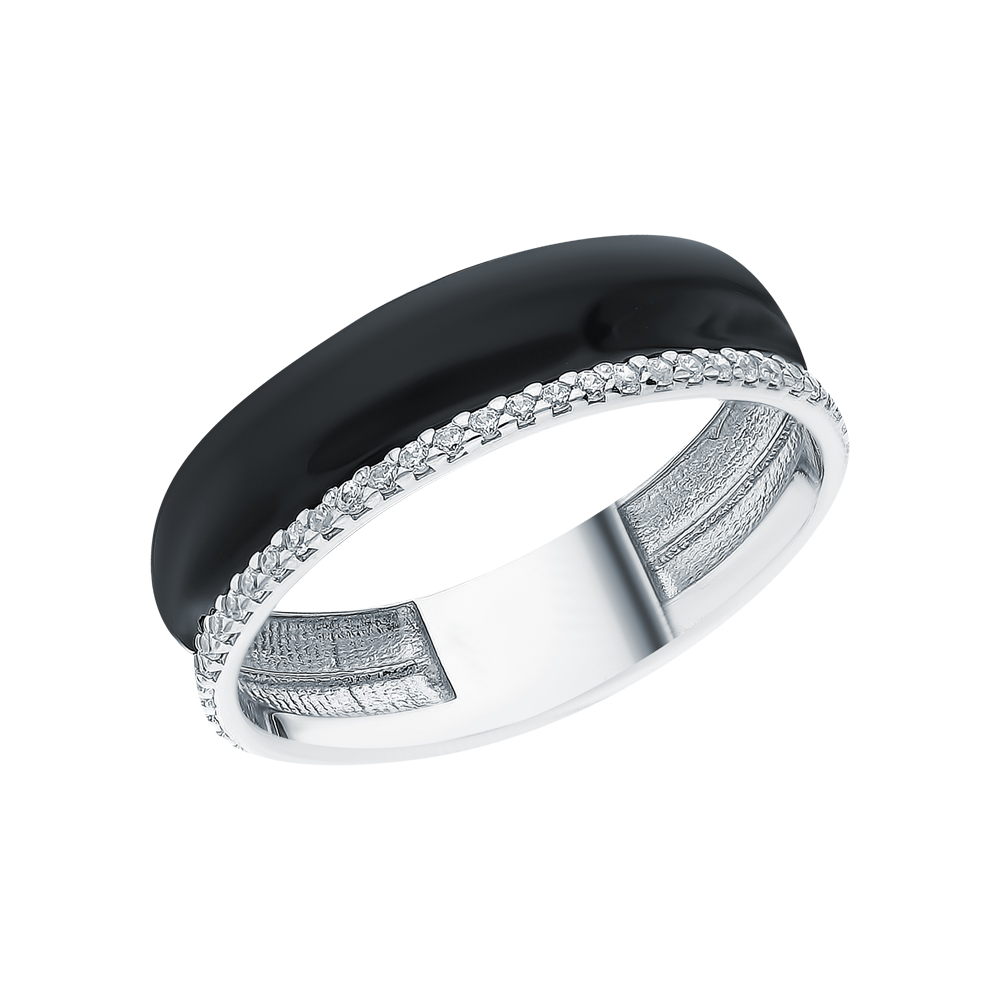 Фото «Серебряное кольцо с эмалью и кубическим цирконием»