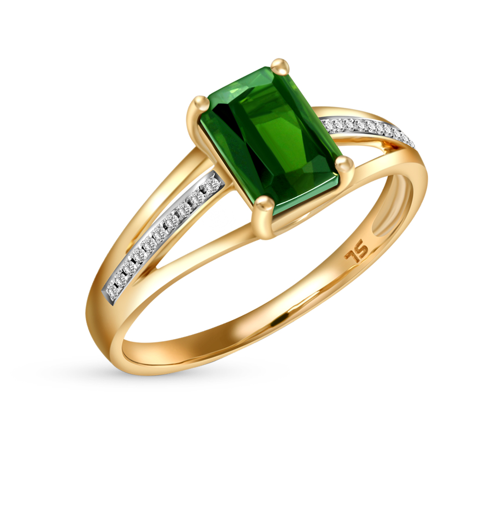 Фото «Золотое кольцо с турмалинами и бриллиантами»